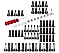 Lot de 62 extracteurs de tige de valve de pneu, 15 x TR412 + 30 x TR413 + 15 tiges de valve TR414 EPDM encliquetables avec outil de retrait de noyau, pour réparation de pneus sans chambre à air sur