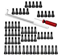 Lot de 62 extracteurs de tige de valve de pneu avec tiges de valve encliquetables TR412/TR413/TR414, laiton et caoutchouc EPDM, outil en acier inoxydable pour réparation de pneus sans chambre à air