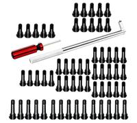 Lot de 62 extracteurs de tige de valve de pneu et kit d'installation avec tiges en caoutchouc EPDM résistantes, noyaux en laiton et outils en acier pour le travail des pneus sans chambre à air