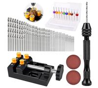 Lot de 62 forets hélicoïdaux à main avec 48 embouts hélicoïdaux - 10 mini forets - Mini perceuse à main - 0,3 mm - 1,2 mm - Micro forets pour perceuse manuelle DIY Model Making