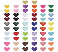 Lot de 62 patchs thermocollants colorés en forme de cœur - À coudre et à broder - Pour manteaux, pantalons, jupes, sacs à dos, vestes
