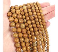 Lot de 62 perles en pierre naturelle en jade obsidienne et agate œil de tigre pour la fabrication de bracelets, colliers, accessoires de 4 à 12 mm, motif bois, 6 mm