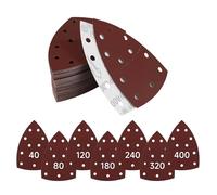 Lot de 63 feuilles de papier asif triangulaire 11 trous pour ponceuse triangulaire grain 40/80/120/180/240/320/400