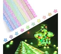 Lot de 630 feuilles de bandes lumineuses en papier origami phosphorescentes en forme d'étoile pour origami - Bandes pliantes en papier pour loisirs créatifs, loisirs créatifs et décoration