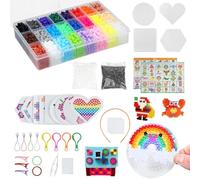 Lot de 6300 perles à repasser - 24 couleurs - Avec plaques de perles à repasser et perles enfichables - Dans une boîte de rangement - Kit de bricolage pour enfants - 5 mm - Pour filles et garçons