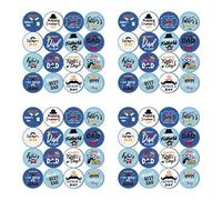 Lot de 64 autocollants « Happy Father's Day » - Motif chapeau et barbe - Lettres d'art