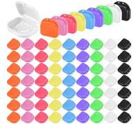 Lot de 64 boîtes de retenue avec trous d'aération, étui de retenue dentaire, boîte de rangement portable pour bureau, voyage, maison, 9 couleurs