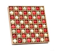 Lot de 64 mini boules de Noël en plastique pour décoration d'arbre et guirlande, incassables avec différents styles de finitions pour améliorer l'atmosphère des fêtes (rouge)