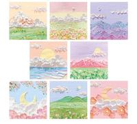 Lot de 640 notes adhésives BetterJonny de 8 thèmes esthétiques pour étude et décoration - Peinture à l'huile - Paysage