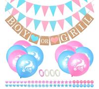 Lot de 65 autocollants de révélation du sexe, 24 étiquettes Team Boy et 24 étiquettes Team Girl avec ballons, bannière, autocollants ronds de vote pour fête prénatale, fête, décoration de jeu