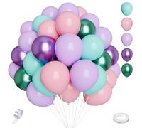 Lot de 65 ballons en latex SKYIOL avec rayures pour anniversaire, mariage, fête prénatale, baptême, Pâques - Rose, violet, turquoise, vert - 30 cm