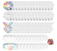 Lot de 65 chouchous en coton blanc pour teinture sur nœuds - Accessoires de fête comprenant 30 chouchous - 15 nœuds - 20 bandeaux, 200 élastiques en caoutchouc pour filles et femmes