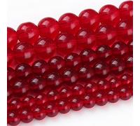Lot de 65 perles en verre rouge grenat de 6 mm - Perles en pierre précieuse naturelle de guérison, énergie de guérison, fabrication de bijoux - bricolage - 38,1 cm (160,WZ)