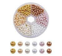 Lot de 650 mini perles rondes en verre de 4 mm pour fabrication de bijoux, petites perles nacrées colorées en vrac, perles décoratives avec trous pour colliers et bracelets