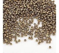 Lot de 6500 perles de rocaille en verre de 2 mm - Couleur métallique - 11/0 - Pour enfants - Couleur : bronze