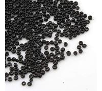 Lot de 6500 perles de rocaille en verre opaque, mat, 11/0, perles poney, opaque, rocailles de 2 mm, couleurs au choix (noir)