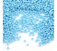 Lot de 6500 perles de rocaille en verre opaque, mat, 11/0, perles poney, opaque, rocailles de 2 mm, couleurs au choix (bleu)