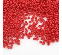 Lot de 6500 perles de rocaille en verre opaque, mat, 11/0, perles poney, opaque, rocailles de 2 mm, couleurs au choix (rouge)