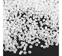 Lot de 6500 perles de rocaille en verre opaque, mat, 11/0, perles poney, opaque, rocailles de 2 mm, couleurs au choix (blanc)