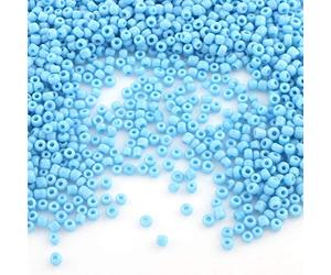 Lot de 6500 perles de rocaille en verre opaque, mat, 11/0, perles poney, opaque, rocailles de 2 mm, couleurs au choix (bleu)