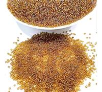 Lot de 6500 perles de rocaille en verre transparent de 2 mm - Couleur arc-en-ciel - 11/0 - Perles poney transparentes - Mini perles rondes (marron AB)