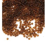 Lot de 6500 perles de rocailles en verre transparent de 2 mm - 17 couleurs - 11/0 - Perles poney - Mini perles transparentes pour enfants - Marron foncé
