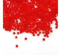 Lot de 6500 perles de rocailles en verre transparent de 2 mm - 17 couleurs - 11/0 - Perles poney - Mini perles transparentes pour enfants - Rouge