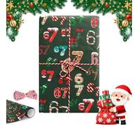Lot de 67 rouleaux de papier cadeau de Noël, 50 cm de large, 6 pièces drôles de Père Noël, accessoires pour fête, vacances, Nouvel An, cadeaux festifs, décoration pour lui/elle, vert, 90 cm