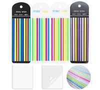 Lot de 680 notes adhésives pastel longues bandes + 100 notes adhésives transparentes, surligneurs étroits et longs, bandes adhésives pour marquer le texte