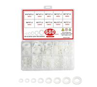 Lot de 680 rondelles en plastique M2 M10 - Blanches - Rondelles d'écartement en nylon - 10 tailles - Rondelles d'étanchéité plates
