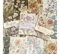 Lot de 69 feuilles de papier pour scrapbooking - Motif plantes et fleurs - Pour journal, journal, scrapbooking, ordinateur portable, étui de téléphone, cadre photo (temps bleu violet)