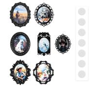 Lot de 7 accessoires à l'échelle 1/12 de petits cadres avec 7 images miniatures, cadres de maison européenne miniature, accessoires de décoration murale baroque pour chambre à coucher