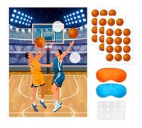 Lot de 7 accessoires de jeu Pin The Basketball on The Hoop - Affiches de jeux de basket-ball, autocollants de basket-ball, bandeaux, décorations de fête de basket-ball, etc