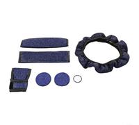 Lot de 7 accessoires d'intérieur de voiture en cuir avec strass, housse de volant avec levier de vitesse, housses de ceinture de sécurité, dessous de verre et anneau de démarrage pour femme (bleu)