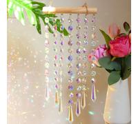 Lot de 7 attrape-soleil en cristal - Prisme suspendu - Décoration en forme de goutte - Arc-en-ciel - Pour fenêtre, maison, jardin, Noël, fête, mariage
