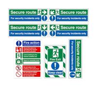 Lot de 7 autocollants de sécurité pour les entreprises - Pour porte de sortie sécurisée - Pour l'intérieur et l'extérieur - Écoles, bureaux, garages, couloirs, entrepôts, couloirs, couloirs