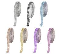 Lot de 7 Autocollants en Strass, Bandes Autocollantes, Rouleaux de Ruban Adhésif Brillant, Rubans Décoratifs, Accessoires de Bricolage