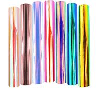 Lot de 7 autocollants holographiques permanents en vinyle chromé pour travaux manuels, décorations de silhouette, gobelets, 30 cm x 30 cm
