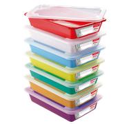 Lot de 7 Bacs plats témoins avec couvercle 8 litres HACCP