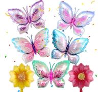 Lot de 7 Ballon Papillon avec 2 Ballon Fleur et 5 Anniversaire Papillon