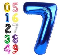 Lot de 7 ballons bleus en forme de chiffre - Décorations de 17e anniversaire pour garçons et filles - 101,6 cm - Grands ballons pour 7, 17, 27, 70 ans, anniversaire, anniversaire de mariage, Noël