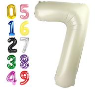 Lot de 7 ballons crème en forme de chiffre - Décorations de 17e anniversaire pour garçons et filles - 101,6 cm - Grands ballons pour 7, 17, 27, 70 ans, anniversaire, anniversaire de mariage, Noël