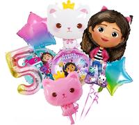 Lot De 7 Ballons De Chat D'Anniversaire Pour Fille 5 Ans Pour Enfants, Décoration D'Anniversaire, Ballons En Aluminium, Anniversaire, Chats, Thème Décorations Pour Enfants