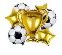 Lot de 7 ballons de la coupe du monde de football, tourbillons à suspendre, ballons dorés en forme de championnat, décorations de fête de jeu, ballons de football réutilisables, fournitures de fête