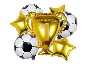 Lot de 7 ballons de la coupe du monde de football, tourbillons à suspendre, ballons dorés en forme de championnat, décorations de fête de jeu, ballons de football réutilisables, fournitures de fête