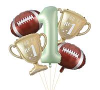 Lot de 7 ballons en aluminium pour 1er anniversaire, fête prénatale, football, rugby, sport, 101,6 cm, vert sauge, numéro 1