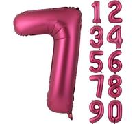 Lot de 7 ballons en forme de chiffre, 101 cm, bordeaux, feuille de vigne, à l'hélium, grands ballons pour décoration d'anniversaire, de fête, d'anniversaire (numérique 7)