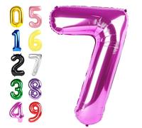 Lot de 7 ballons en forme de chiffre rose violet - Décorations de 17e anniversaire pour garçons et filles - 101,6 cm - Grands ballons pour 7, 17, 27, 70 ans, anniversaire, anniversaire de mariage