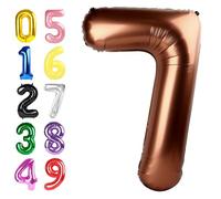 Lot de 7 ballons marron café en forme de chiffres - Décorations de 17e anniversaire pour garçons et filles - 101,6 cm - Grands ballons pour 7, 17, 27, 70 ans, anniversaire, anniversaire de mariage