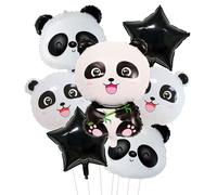 Lot de 7 ballons tête de panda pour décoration de fête d'anniversaire sur le thème des animaux sauvages, safari de la jungle